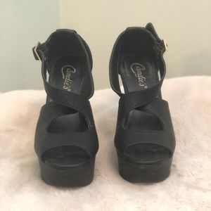 Black platform wedges